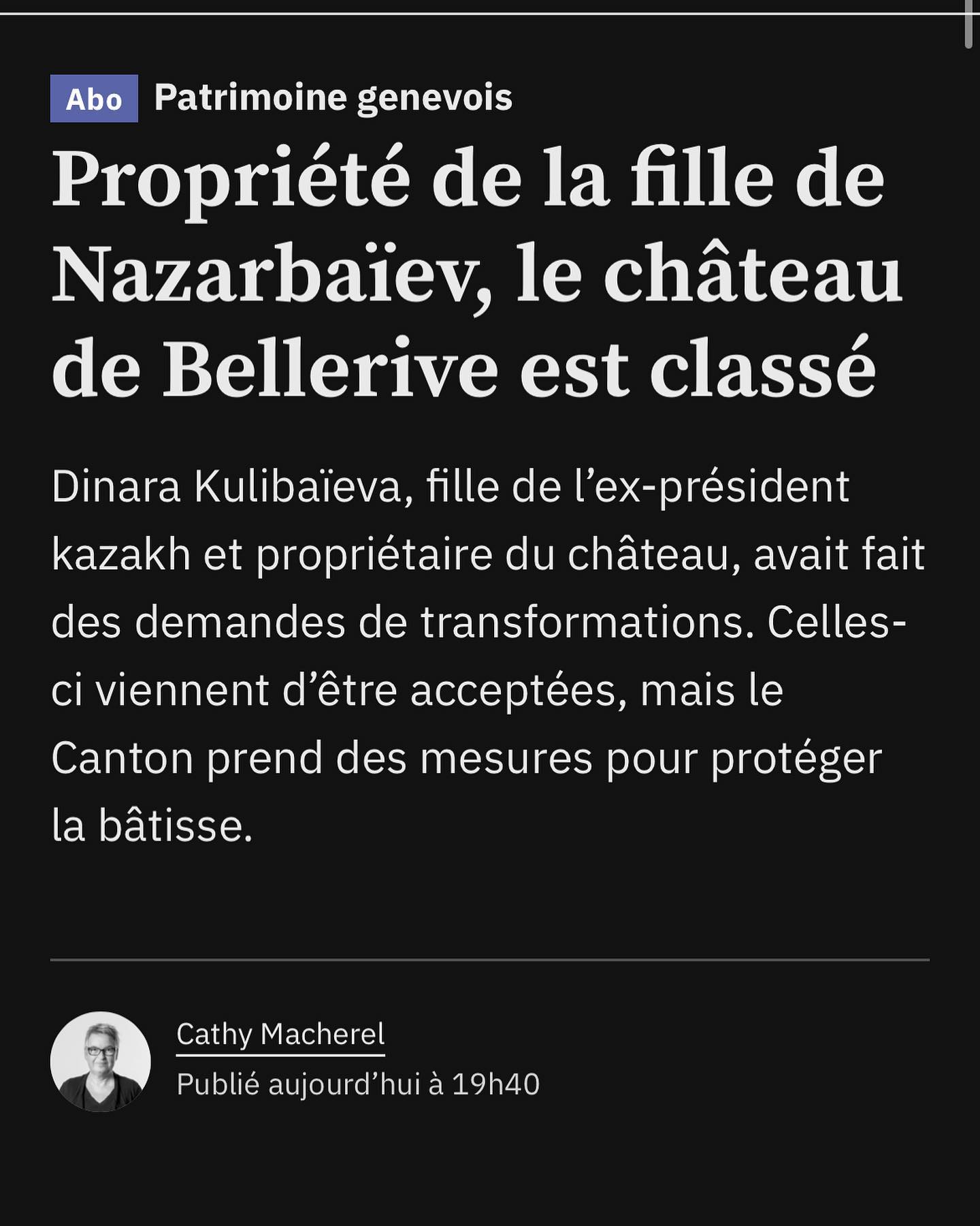 Vente notable du Château de Bellerive à Genève pour CHF 62M