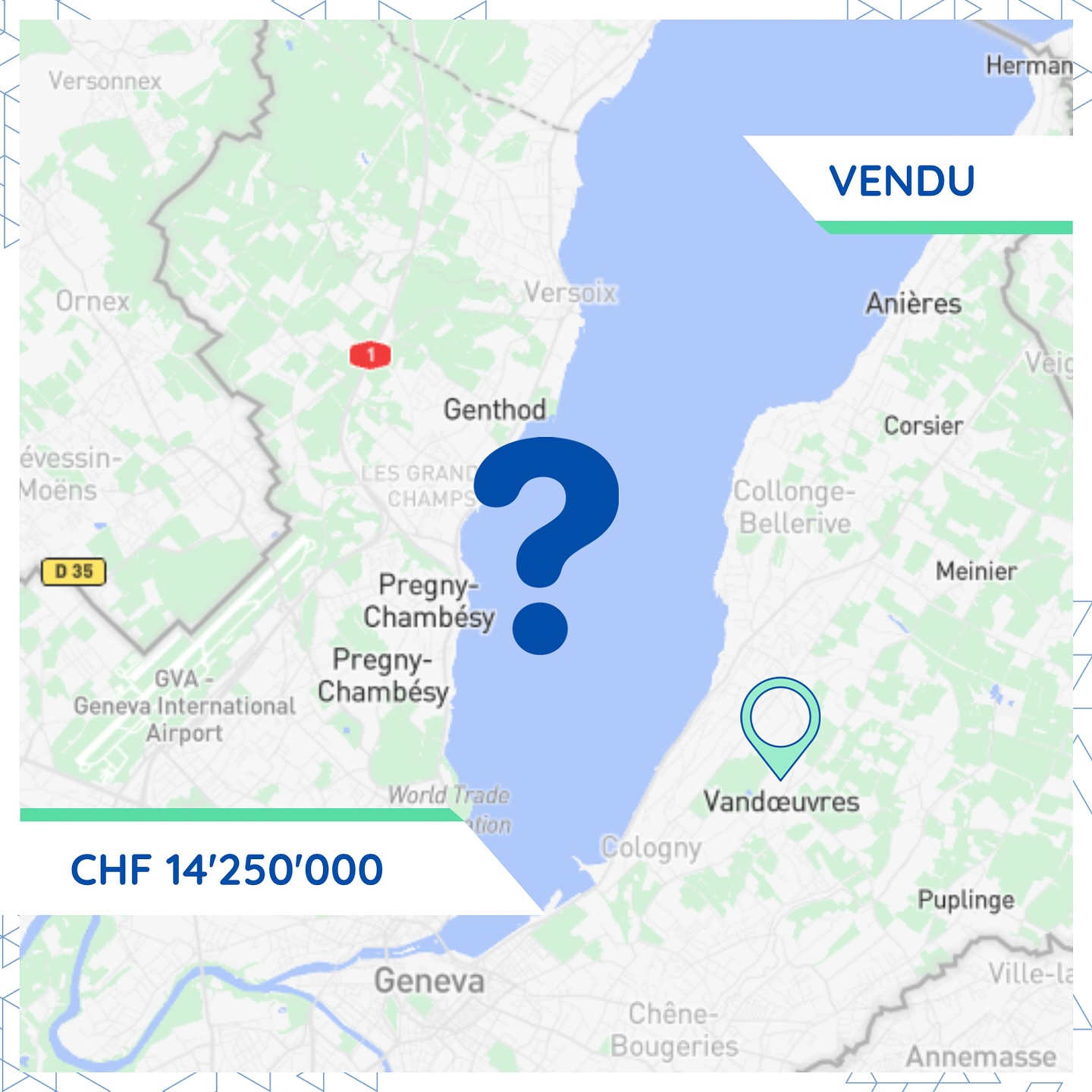 Transaction notable à Vandœuvres: CHF 14.25M pour une parcelle de 5313m²