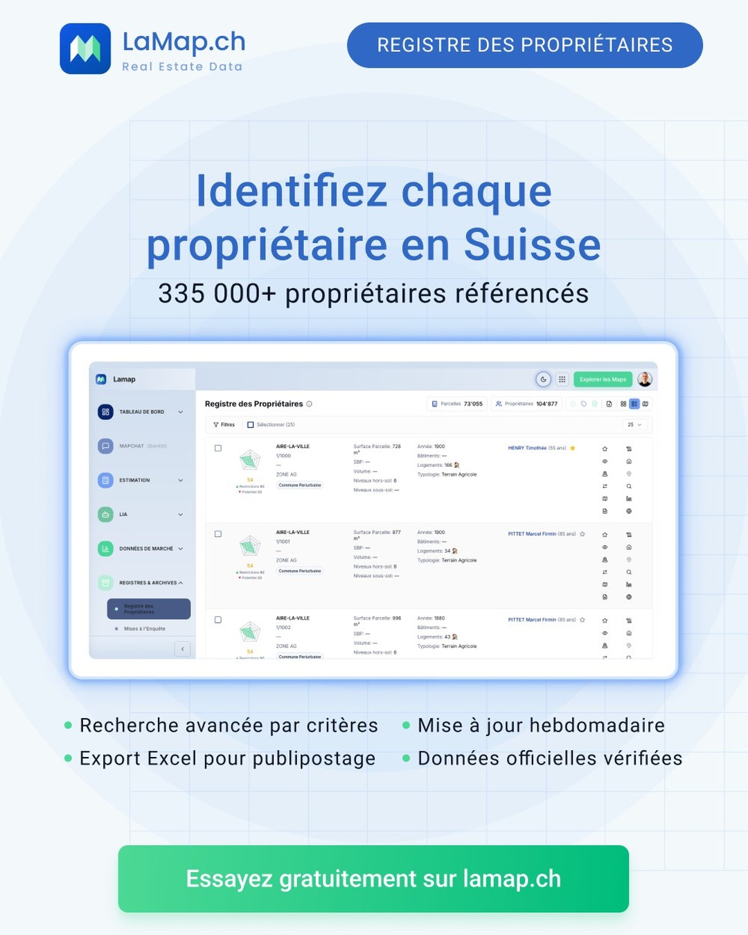 Registre des propriétaires à Genève: 73'000 parcelles et +100'000 propriétaires recensés